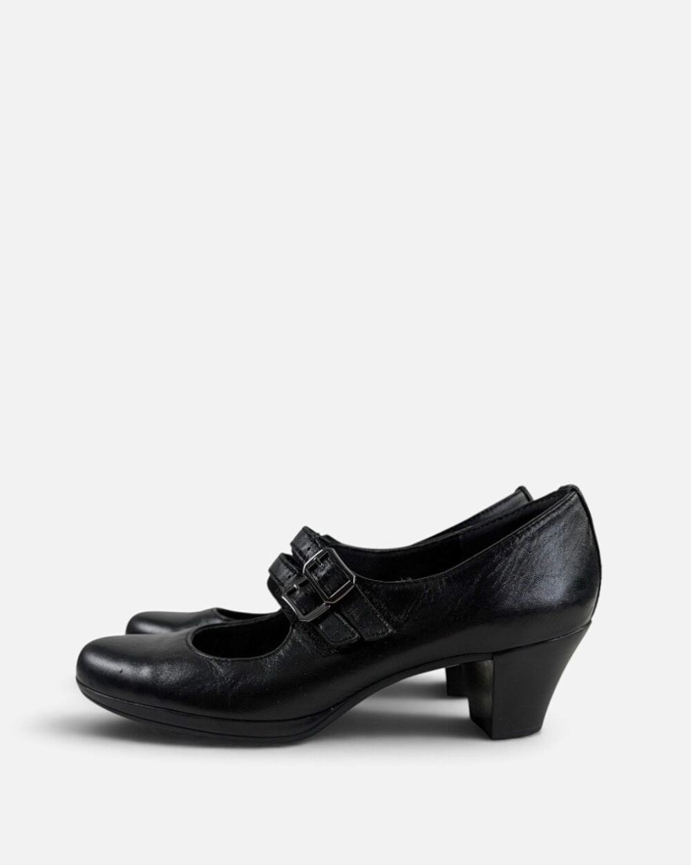 Munro Alicia Black Leather Double Strap Mary Jane Pumps Sz 7 Witchy Academia